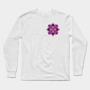 small pink pocket size pixelated mandala Long Sleeve T-Shirt